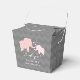 Olifant Baby shower Roze en Grijs Favor Box Bedankdoosjes