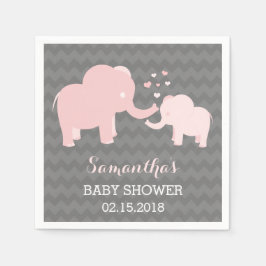 Olifant Baby shower roze en grijs papieren servett Servetten