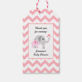 Olifant Baby shower Roze en Wit Cadeaulabel (Voorkant)
