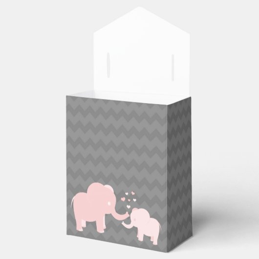 Olifant Baby shower Roze Grijze Tent Favor Box Bedankdoosjes (Geopend)