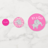 Olifant Baby shower roze meisje Confetti (Achterkanten)
