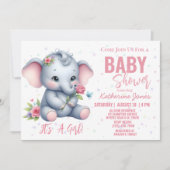 Olifant Baby shower Roze Meisje Oerwoud Safari Kaart (Voorkant)