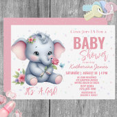 Olifant Baby shower Roze Meisje Oerwoud Safari Kaart