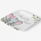 Olifant Baby shower Roze Meisje Papieren Bordje (Gebogen)