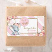 Olifant Baby shower roze retour adreslabels Etiket (Insitu)