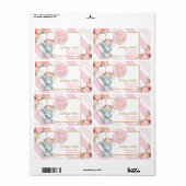 Olifant Baby shower roze retour adreslabels Etiket (Full Sheet)
