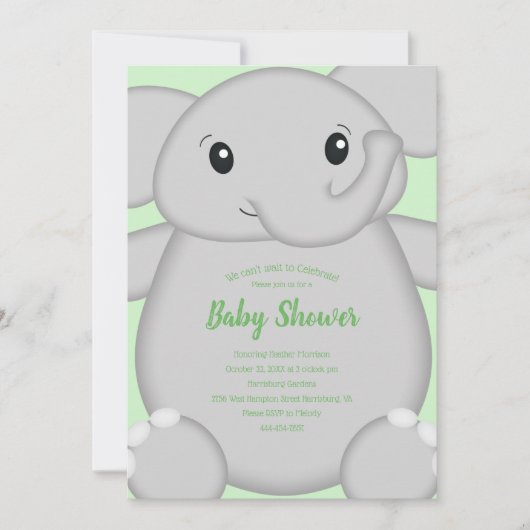 Olifant Baby Shower Safari Kaart (Voorkant)