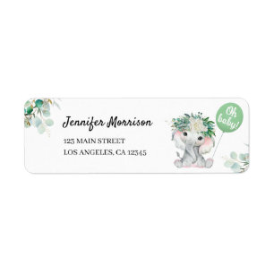 Olifant Baby Shower Saliegroen Retouradres  Etiket