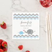 Olifant Baby shower servetten blauw grijs Chevron (Insitu)