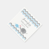Olifant Baby shower servetten blauw grijs Chevron (Hoek)