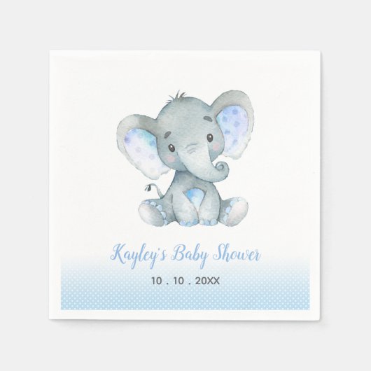 Olifant Baby shower servetten (Blue Boys) (Voorkant)