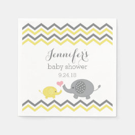 Olifant Baby shower servetten Geel Grijs Chevron