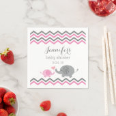 Olifant Baby shower servetten roze grijs Chevron (Insitu)