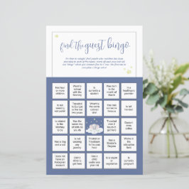Olifant Baby shower spel Gast Bingo Blauw