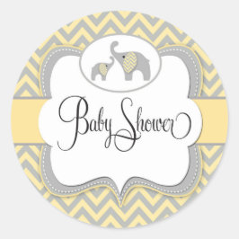 Olifant Baby shower Sticker in Geel Chevron