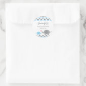Olifant Baby shower Stickers | Blauw grijs Chevron (Tas)