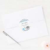 Olifant Baby shower Stickers | Blauw grijs Chevron (Envelop)