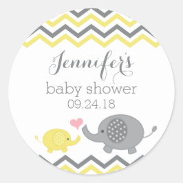 Olifant Baby shower Stickers Geel Grijs Chevron