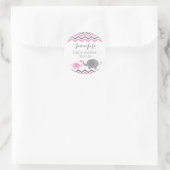 Olifant Baby shower Stickers | Roze grijs Chevron (Tas)