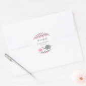 Olifant Baby shower Stickers | Roze grijs Chevron (Envelop)
