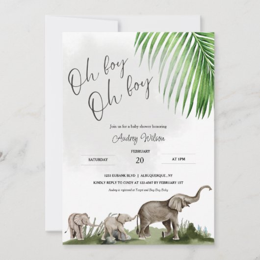 Olifant Baby shower Twin Boys Baby Kaart (Voorkant)