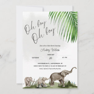 Olifant Baby shower Twin Boys Baby Kaart