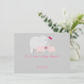 Olifant Baby shower Twin Meisjes Kaart (Staand voorkant)