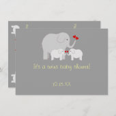 Olifant Baby shower Twins Genderneutraal Kaart (Voorkant / Achterkant)