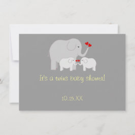 Olifant Baby shower Twins Genderneutraal Kaart