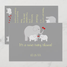Olifant Baby shower Twins Genderneutraal Kaart