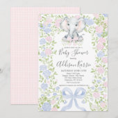 Olifant baby shower uitnodiging (Voorkant / Achterkant)