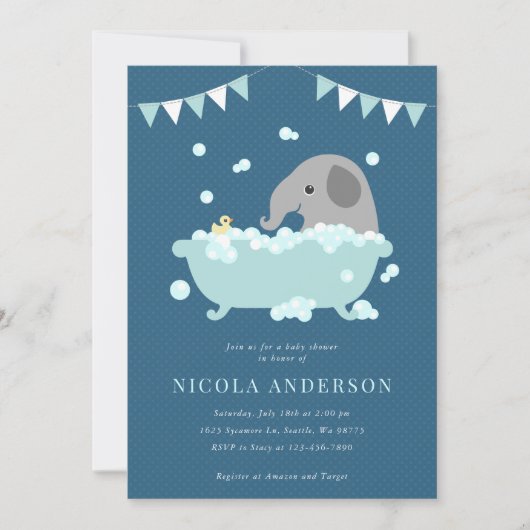 Olifant Baby Shower Uitnodiging (Voorkant)