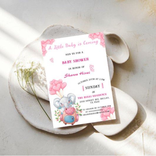 Olifant Baby Shower Uitnodiging