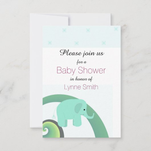 Olifant Baby Shower Uitnodiging (Voorkant)