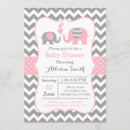 Olifant Baby Shower Uitnodiging, Chevron Kaart