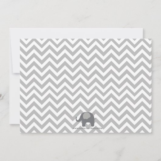 Olifant Baby shower Uitnodiging, chevron koraal Kaart (Achterkant)