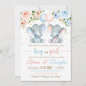Olifant Baby shower Uitnodiging Geslacht onthullen (Voorkant)