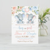 Olifant Baby Shower Uitnodiging Geslacht onthullin (Staand voorkant)