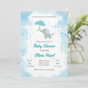 Olifant Baby Shower Uitnodiging, Jongen Baby Showe Kaart