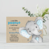 Olifant baby shower uitnodiging pinda baby invite (Staand voorkant)