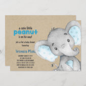 Olifant baby shower uitnodiging pinda baby invite (Voorkant / Achterkant)