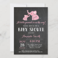 Olifant Baby Shower Uitnodiging Roze en Grijs