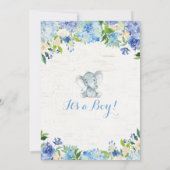 Olifant Baby shower Uitnodiging Rustic Boy Shower (Achterkant)