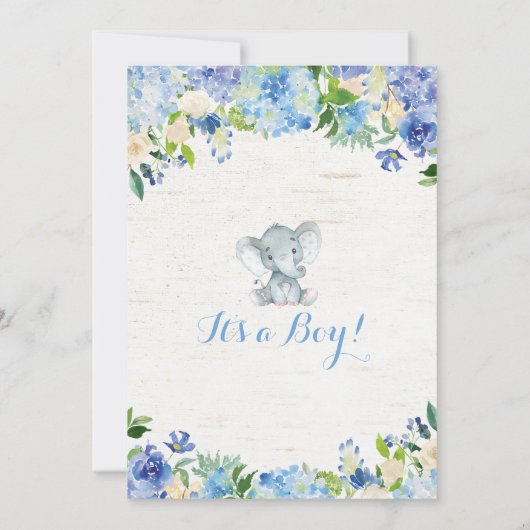 Olifant Baby shower Uitnodiging Rustic Boy Shower (Achterkant)