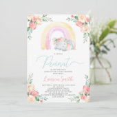 Olifant Baby Shower Uitnodiging voor Meisje (Staand voorkant)