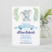 Olifant baby shower uitnodiging voor waterverf (Staand voorkant)