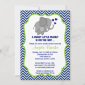 Olifant Baby Shower Uitnodigingen Navy Chevron (Voorkant)
