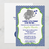 Olifant Baby Shower Uitnodigingen Navy Chevron (Voorkant / Achterkant)