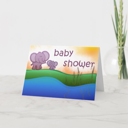 Olifant baby shower uitnodigingskaarten (Voorkant)