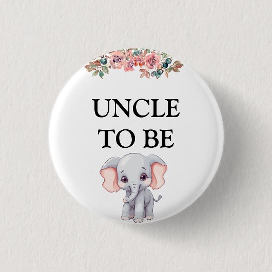 Olifant Baby shower Uncle To Be Ronde Button 3,2 Cm (Voorkant)